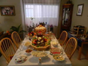 Traditional holiday table display