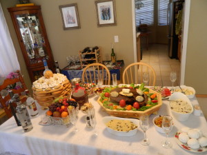 Traditional holiday food display