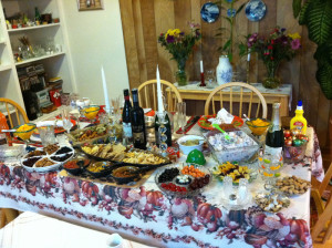 Traditional holiday table display