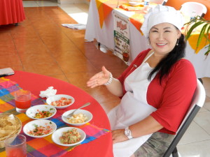 Oyunaa with her finished salsa