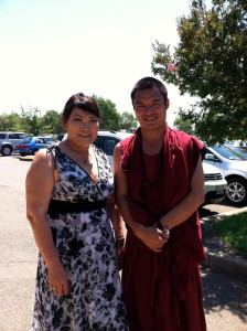 Oyunaa with one of the monks